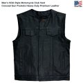 Men’s SOA Style Motorcycle Club Vest Conceal Gun Pockets Heavy Duty Premium Leather