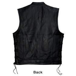 画像2: Men’s Leather Conceal Carry Pocket Vest with Side Laces