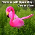 Flamingo with Open Wings Garden Stake