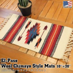 画像1: El-Paso SADDLEBLANKET Handwoven Wool Chimayo Style Mats 10"×20" (L)