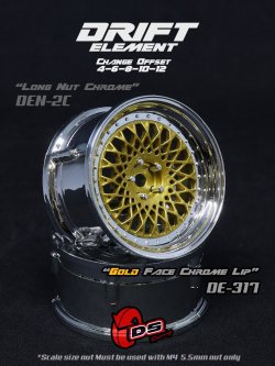画像1: DRIFT ELEMENT SERIES RIM：Gold Mesh Chrome Lip Chrome Rivets