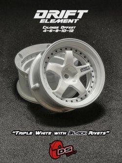 画像1: DRIFT ELEMENT SERIES RIM：White 5Spokes White Lip Black Rivets