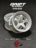 DRIFT ELEMENT SERIES RIM：White 5Spokes White Lip Silver Rivets