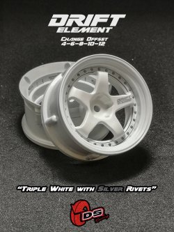 画像1: DRIFT ELEMENT SERIES RIM：White 5Spokes White Lip Silver Rivets