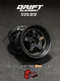 DRIFT ELEMENT SERIES RIM：Black 5Spokes Black Lip Gold Rivets