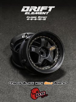 画像1: DRIFT ELEMENT SERIES RIM：Black 5Spokes Black Lip Gold Rivets