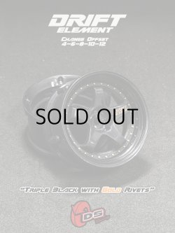 画像1: DRIFT ELEMENT SERIES RIM：Black 5Spokes Black Lip Gold Rivets