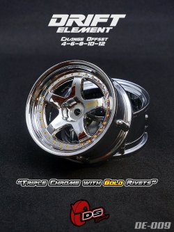画像1: DRIFT ELEMENT SERIES RIM：Chrome 5Spokes Chrome Lip Gold Rivets
