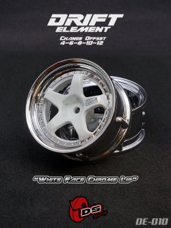 画像1: DRIFT ELEMENT SERIES RIM：White 5Spokes Chrome Lip Chrome Rivets