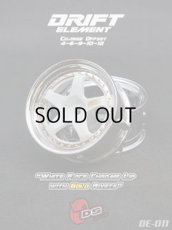 画像1: DRIFT ELEMENT SERIES RIM：White 5Spokes Chrome Lip Gold Rivets