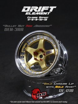 画像1: DRIFT ELEMENT SERIES RIM：Gold 5Spokes Chrome Lip  Gold Rivets