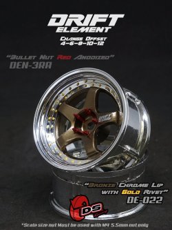 画像1: DRIFT ELEMENT SERIES RIM：Bronze 5Spokes Chrome Lip Gold Rivets