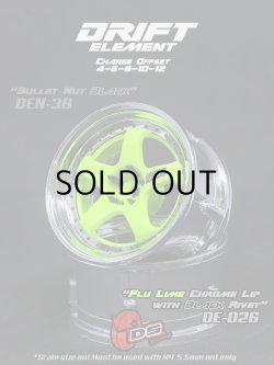 画像1: DRIFT ELEMENT SERIES RIM：Flu Lime 5Spokes Chrome Lip Black Rivets