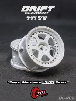 画像1: DRIFT ELEMENT SERIES RIM：White 6Spokes White Lip Black Rivets