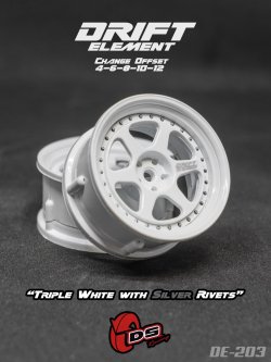 画像1: DRIFT ELEMENT SERIES RIM：White 6Spokes White Lip Silver Rivets