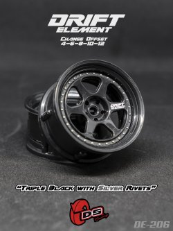 画像1: DRIFT ELEMENT SERIES RIM：Black 6Spokes Black Lip Silver Rivets