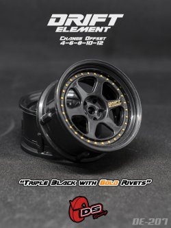 画像1: DRIFT ELEMENT SERIES RIM：Black 6Spokes Black Lip Gold Rivets
