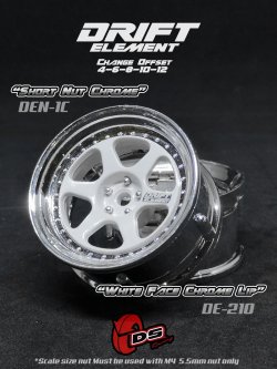 画像1: DRIFT ELEMENT SERIES RIM：White 6Spokes Chrome Lip Chrome Rivets
