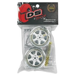 画像2: DRIFT ELEMENT SERIES RIM：White 6Spokes Chrome Lip Gold Rivets
