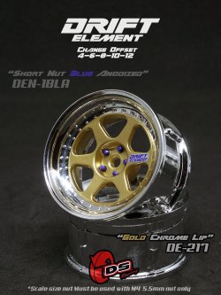画像1: DRIFT ELEMENT SERIES RIM：Gold 6Spokes Chrome Lip  Chrome Rivets
