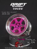 DRIFT ELEMENT SERIES RIM：Flu Pink 6Spokes Chrome Lip Black Rivets