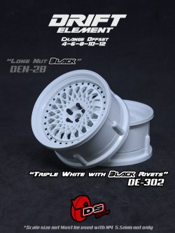 画像1: DRIFT ELEMENT SERIES RIM：White Mesh White Lip Black Rivets