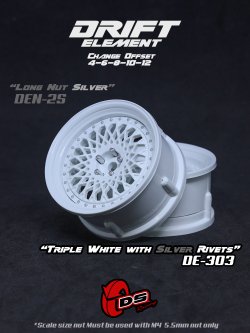 画像1: DRIFT ELEMENT SERIES RIM：White Mesh White Lip Silver Rivets