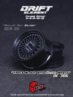 画像1: DRIFT ELEMENT SERIES RIM：Black Mesh Black Lip Silver Rivets