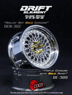 画像1: DRIFT ELEMENT SERIES RIM：Chrome Mesh Chrome Lip Gold Rivets
