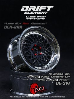 画像1: DRIFT ELEMENT SERIES RIM：Black Mesh Chrome Lip Black Rivets