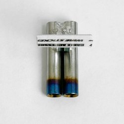 画像2: スタンダードステンレスマフラー（並列デュアル　焼色加工　出口径6Φ　ステー⇔出口15ｍｍ）