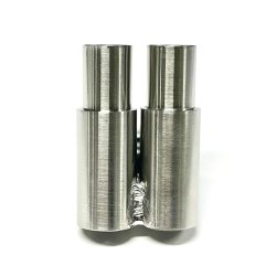 画像2: 【取り寄せ品】スタンダードステンレスマフラー（並列デュアル　砲弾加工　出口径8Φ　ステー⇔出口15ｍｍ）