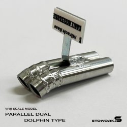 画像1: スタンダードステンレスマフラー（並列デュアル　ドルフィン加工　出口径8Φ　ステー⇔出口20ｍｍ）