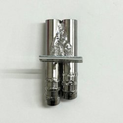 画像2: スタンダードステンレスマフラー（ステップデュアル右側ショート　ドルフィン加工　出口径8Φ　ステー⇔出口20ｍｍ）