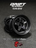 DRIFT ELEMENT SERIES RIM：Black 5Spokes Black Lip Silver Rivets