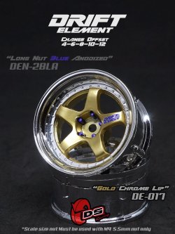 画像1: DRIFT ELEMENT SERIES RIM：Gold 5Spokes Chrome Lip Chrome Rivets