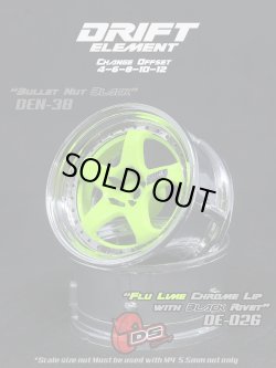 画像1: DRIFT ELEMENT SERIES RIM：Flu Lime 5Spokes Chrome Lip Black Rivets