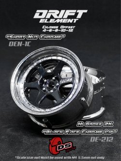 画像1: DRIFT ELEMENT SERIES RIM：Gloss Black 6Spokes Chrome Lip Chrome Rivets