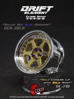 画像1: DRIFT ELEMENT SERIES RIM：Gold 6Spokes Chrome Lip Gold Rivets