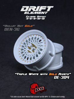 画像1: DRIFT ELEMENT SERIES RIM：White Mesh White Lip Gold Rivets