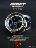 DRIFT ELEMENT SERIES RIM：Gloss Black 5Spokes Chrome Lip Gold Rivets
