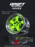 DRIFT ELEMENT SERIES RIM：Flu Lime 5Spokes Chrome Lip Black Rivets