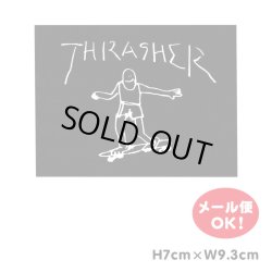 画像1: Thrasher sketch of skate board sticker (Black)  【メール便OK】