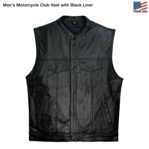 画像: Men’s Motorcycle Club Vest with Black Liner
