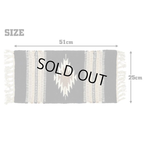 画像2: El-Paso SADDLEBLANKET Handwoven Wool Chimayo Style Mats 10"×20" (D)