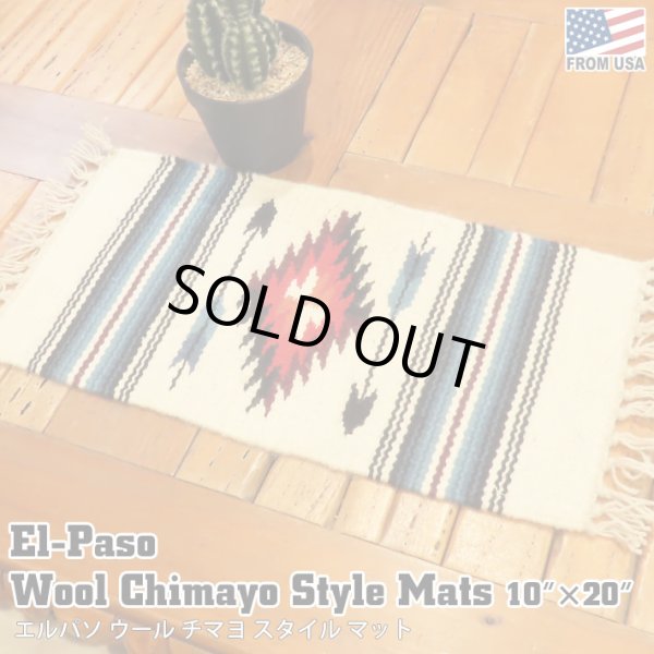 画像1: El-Paso SADDLEBLANKET Handwoven Wool Chimayo Style Mats 10"×20" (J)