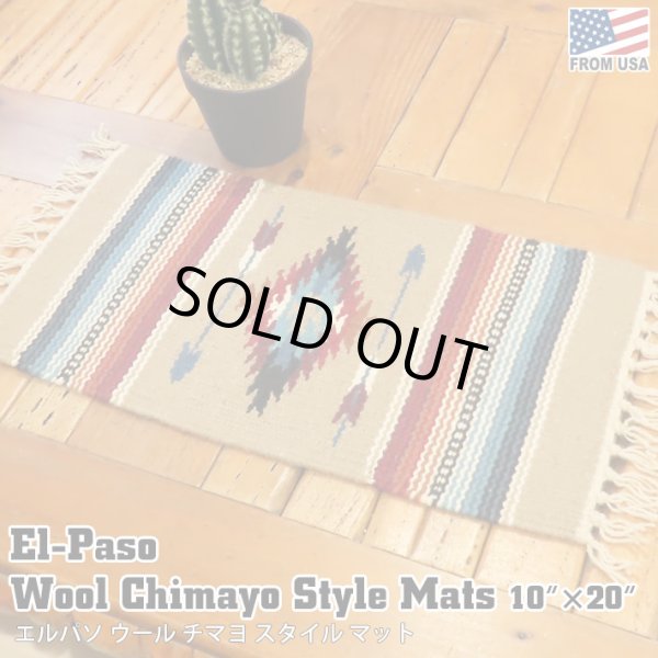 画像1: El-Paso SADDLEBLANKET Handwoven Wool Chimayo Style Mats 10"×20" (K)