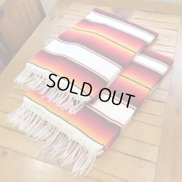 画像2: MOLINA Tow Color Serape (White Orange)
