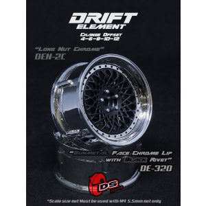 画像: DRIFT ELEMENT SERIES RIM:Gunmetal Mesh Chrome Lip Black Rivets