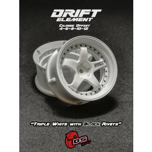 画像: DRIFT ELEMENT SERIES RIM：White 5Spokes White Lip Black Rivets